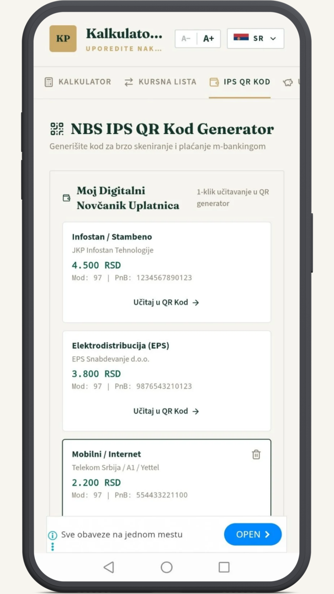 NBS IPS QR Kod Generator
