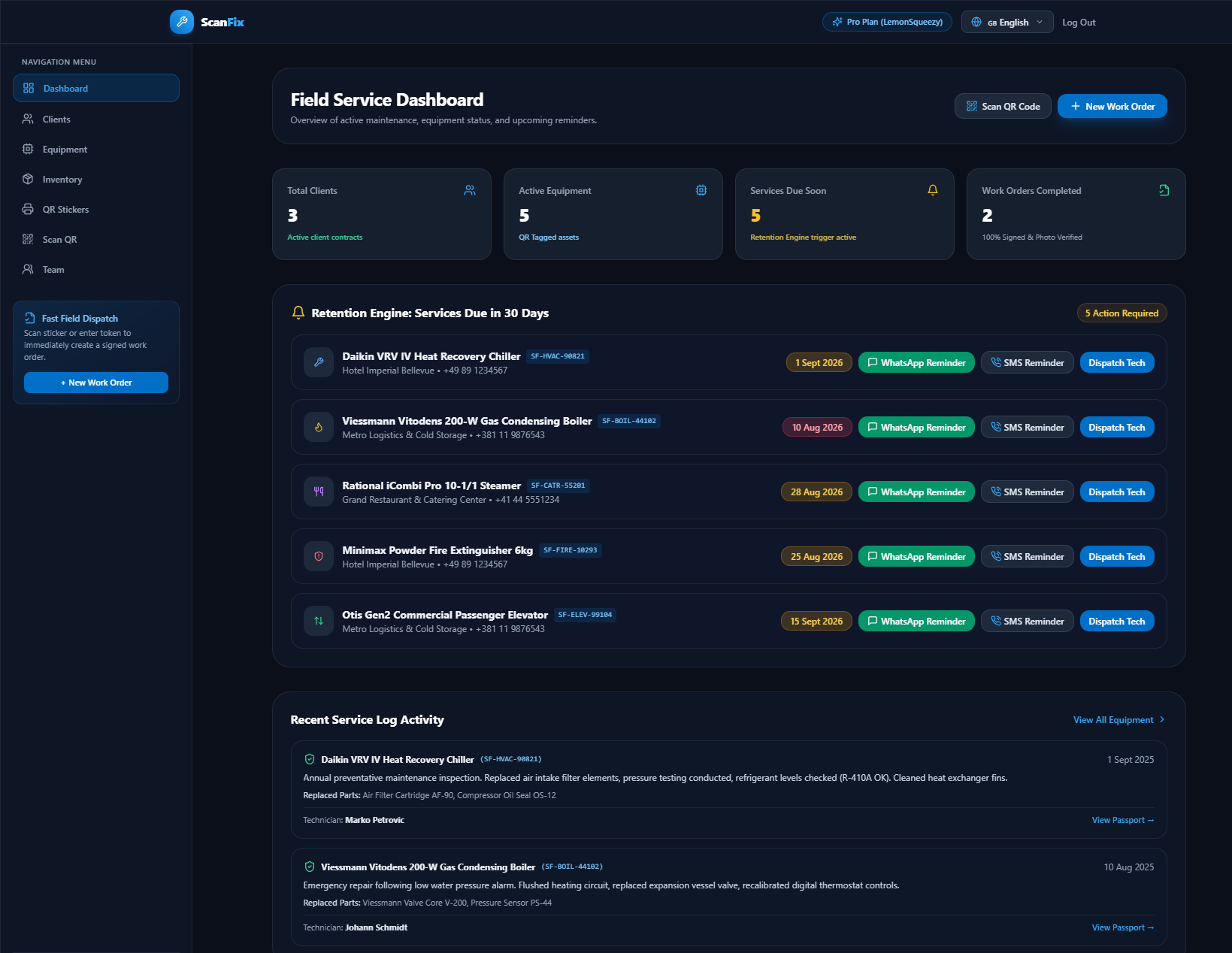 ScanFix Dashboard