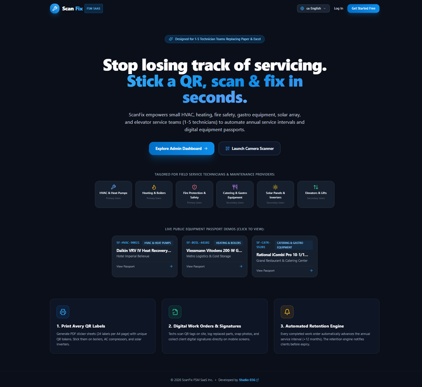 ScanFix FSM SaaS Platform Interface